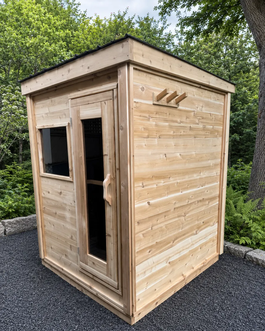 Outdoor Box Sauna by Burnwell Saunas