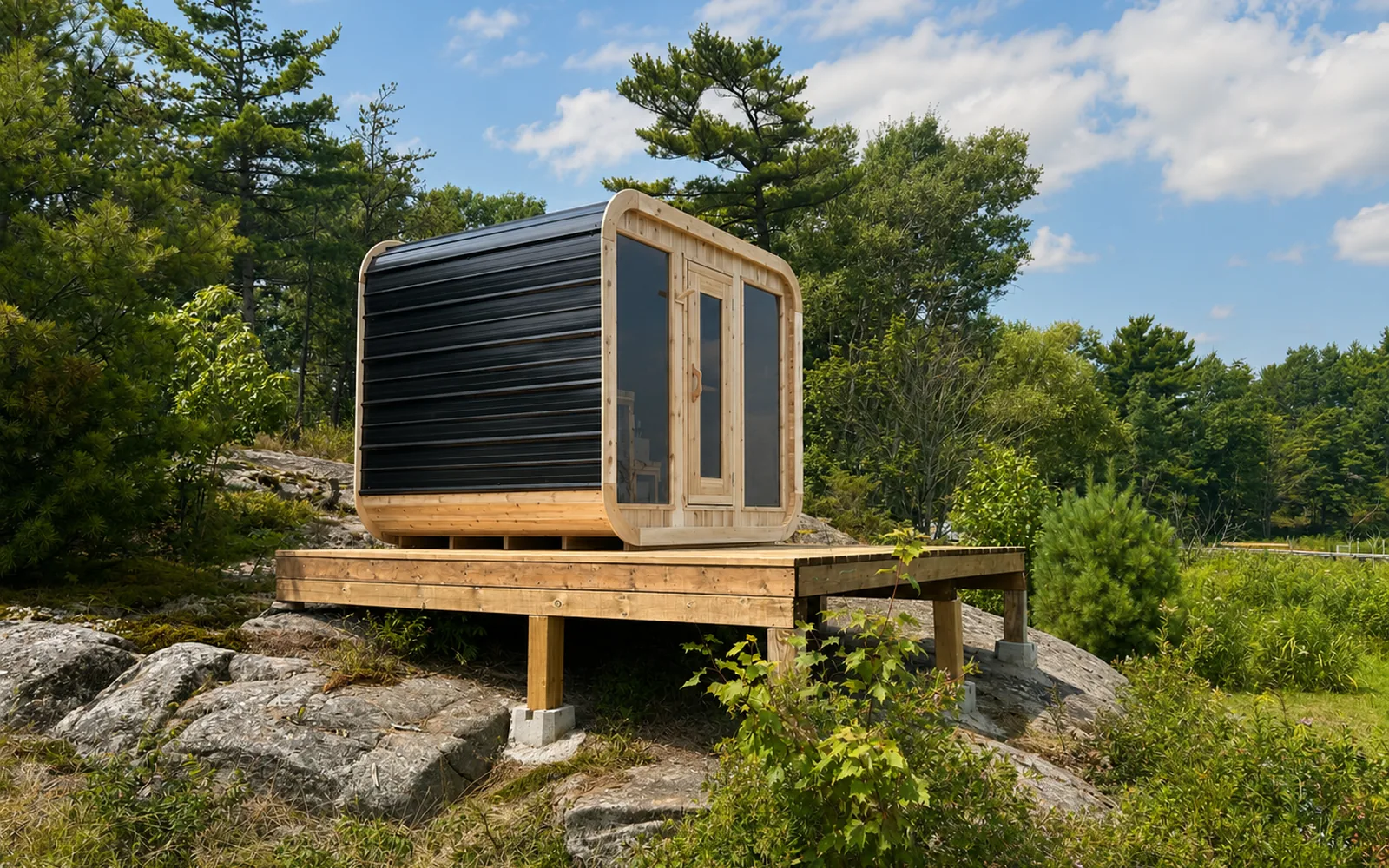 Cedar Luna sauna installed outdoors in Ontario